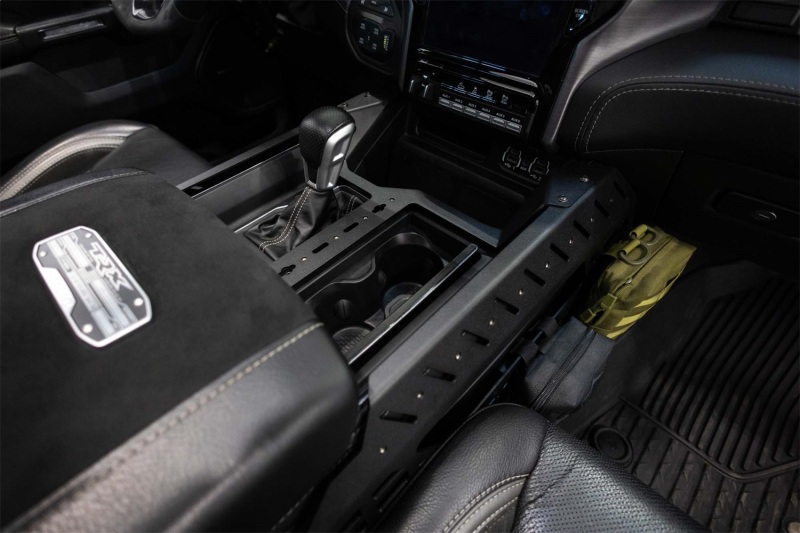 RAM 1500 TRX Center Console Molle Panels & Digital Device Bridge - Addictive Desert Designs - Hammer Black - `21-`27